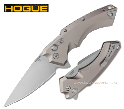 Hogue X5 Flipper Folding Knife, 154CM 4", Aluminum Dark Earth, 34554